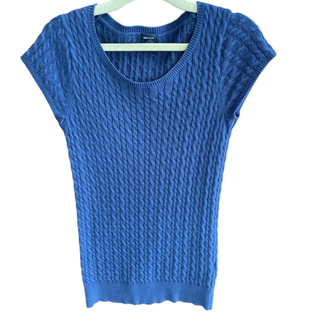 GAP navy blue cable knit cotton short sleeve top size small good used condition